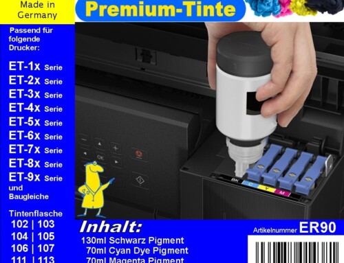 ER90 Dokumentenechte Druckertinte – Dr. Inkjet Komplettset mit 340ml Druckertinte für Ecotankdrucker